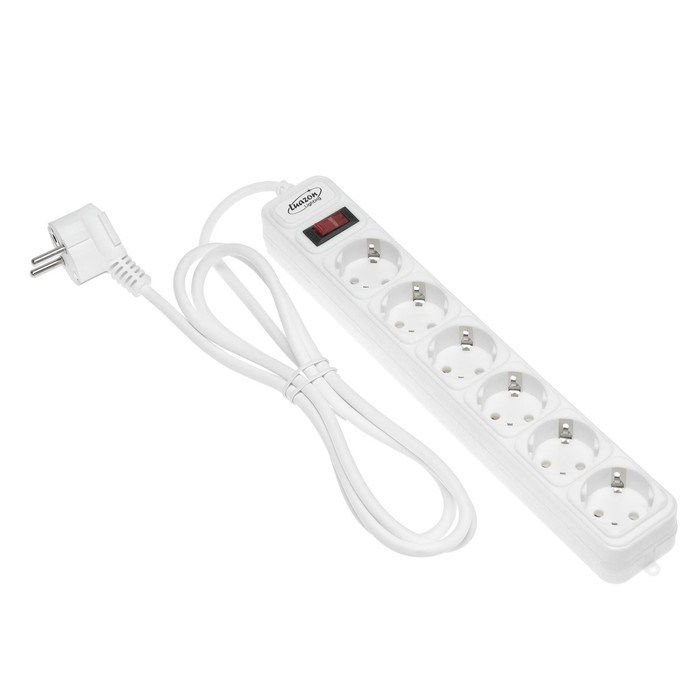 Сетевой фильтр Luazon Lighting, 6 розеток, 1.8 м, 2200 Вт, 3 х 0.75 мм2, 10 А, 220 В, белый - фото 51367708 Сетевой фильтр Luazon Lighting, 6 розеток, 1.8 м, 2200 Вт, 3 х 0.75 мм2, 10 А, 220 В, белый - фото 51367708