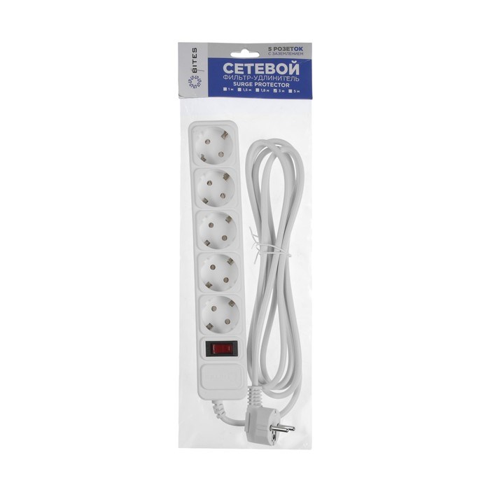 Сетевой фильтр 5bites SP5W-118 5S, 5 розеток, 3 м, 10 А, 3х0.75 мм2, с з/к, с выкл., белый - фото 51368362 Сетевой фильтр 5bites SP5W-118 5S, 5 розеток, 3 м, 10 А, 3х0.75 мм2, с з/к, с выкл., белый - фото 51368362