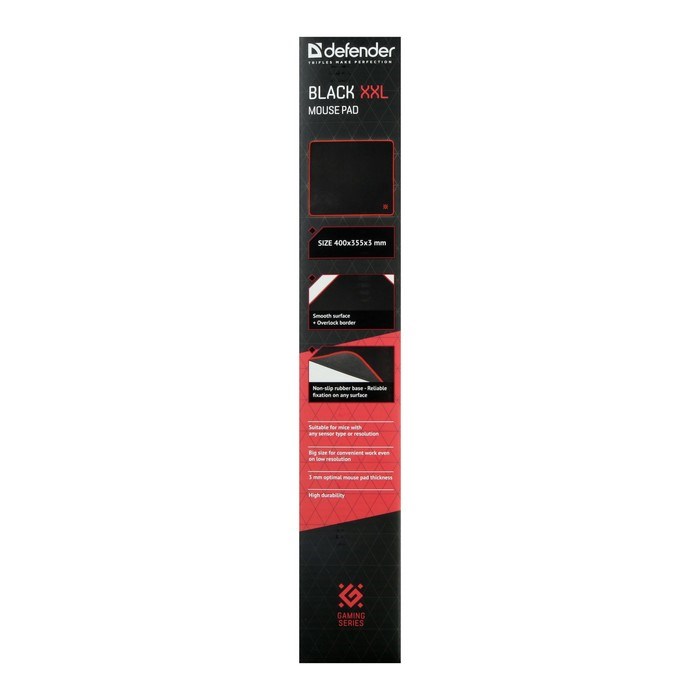 Коврик для мыши Defender Black XXL, игровой, 400x355x3 мм, чёрно-красный - фото 51368534 Коврик для мыши Defender Black XXL, игровой, 400x355x3 мм, чёрно-красный - фото 51368534