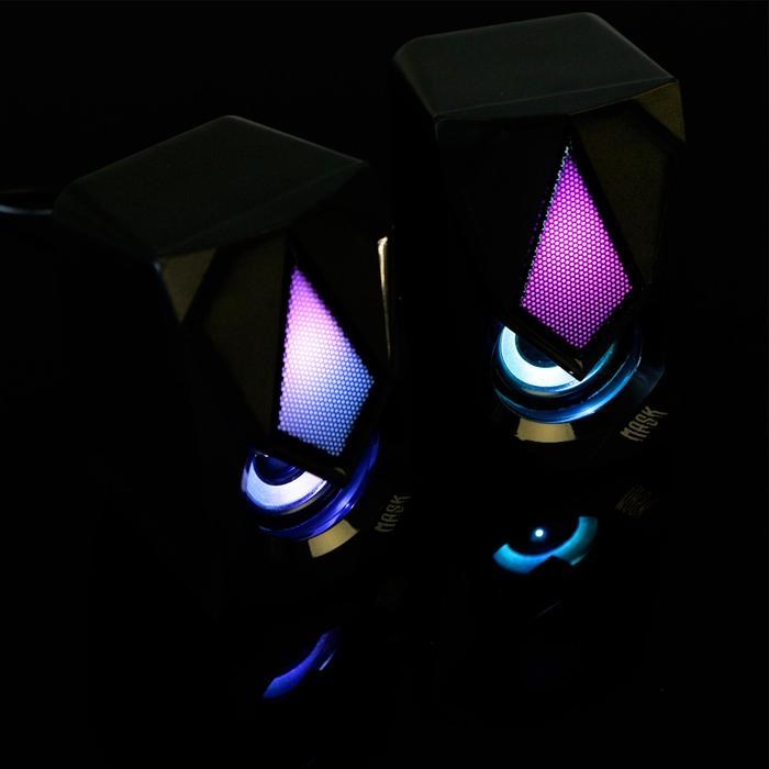 Компьютерные колонки 2.0 Qumo Mask AS004, 2х5 Вт, USB, RGB подсветка, чёрные - фото 51368644 Компьютерные колонки 2.0 Qumo Mask AS004, 2х5 Вт, USB, RGB подсветка, чёрные - фото 51368644