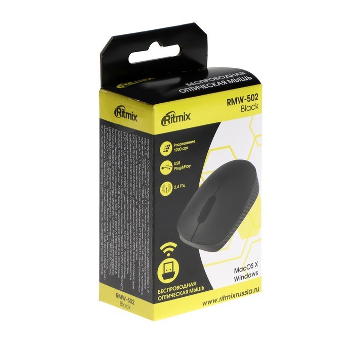 Мышь Ritmix RMW-502, беспроводная, оптическая, 1200 dpi, 2xAAA(не в компл), USB, чёрная - фото 51368801 Мышь Ritmix RMW-502, беспроводная, оптическая, 1200 dpi, 2xAAA(не в компл), USB, чёрная - фото 51368801