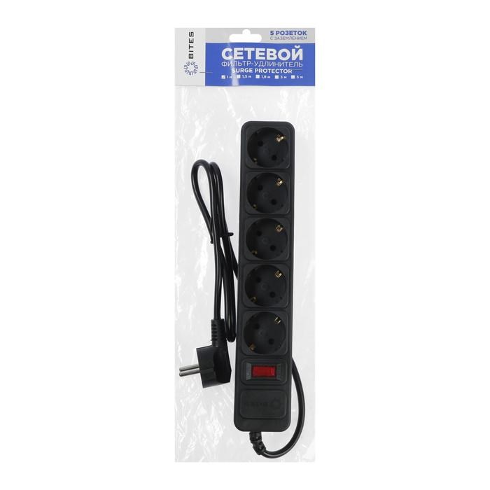 Сетевой фильтр 5bites SP5B-110 5S, 5 розеток, 1 м, 10 А, 3х0.75 мм2, с выкл., черный - фото 51368882 Сетевой фильтр 5bites SP5B-110 5S, 5 розеток, 1 м, 10 А, 3х0.75 мм2, с выкл., черный - фото 51368882