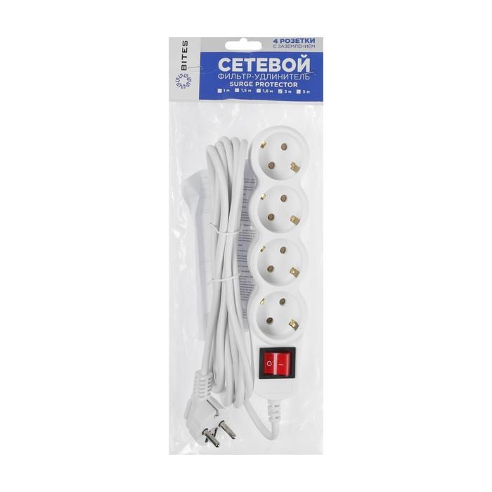 Сетевой фильтр 5bites SP4W-130 4S, 4 розетки, 3 м, 10 А, 3х0.75 мм2, с выкл., белый - фото 51368885 Сетевой фильтр 5bites SP4W-130 4S, 4 розетки, 3 м, 10 А, 3х0.75 мм2, с выкл., белый - фото 51368885