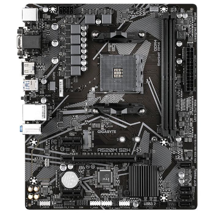 Материнская плата Gigabyte A520M S2H, AM4, A520, 2xDDR4, VGA, DVI, HDMI, mATX - фото 51369002 Материнская плата Gigabyte A520M S2H, AM4, A520, 2xDDR4, VGA, DVI, HDMI, mATX - фото 51369002