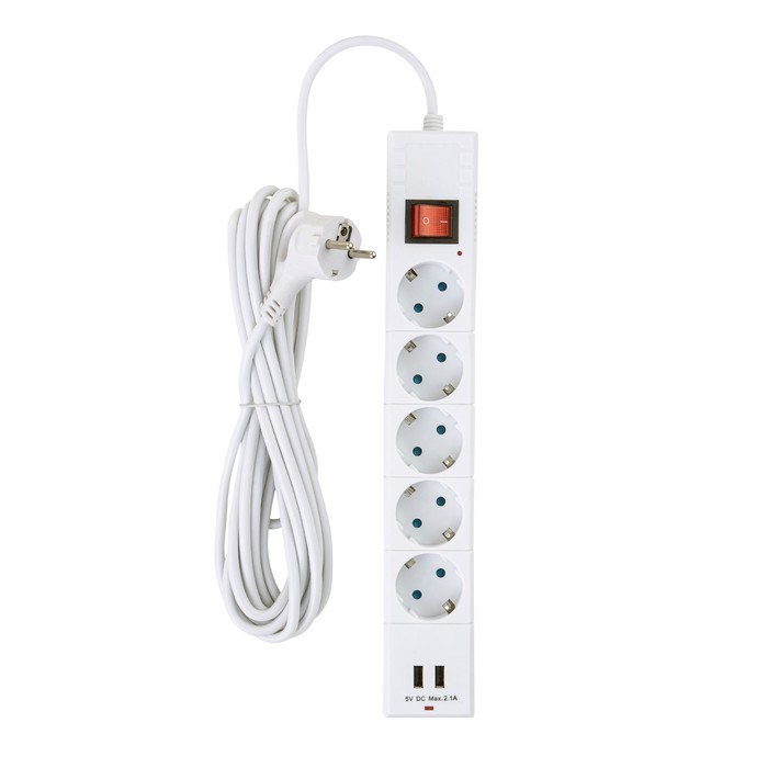 Сетевой фильтр duwi, 5 розеток, 5 м, 10 А, ПВС 3х0.75 мм2, с з/к, 2 USB, со шторками, белый - фото 51369169 Сетевой фильтр duwi, 5 розеток, 5 м, 10 А, ПВС 3х0.75 мм2, с з/к, 2 USB, со шторками, белый - фото 51369169