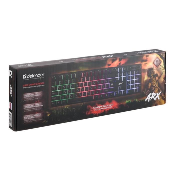 Клавиатура Defender Arx GK-196L, игровая, проводная, подсветка, 104 клавиши, USB, чёрная - фото 51369268 Клавиатура Defender Arx GK-196L, игровая, проводная, подсветка, 104 клавиши, USB, чёрная - фото 51369268