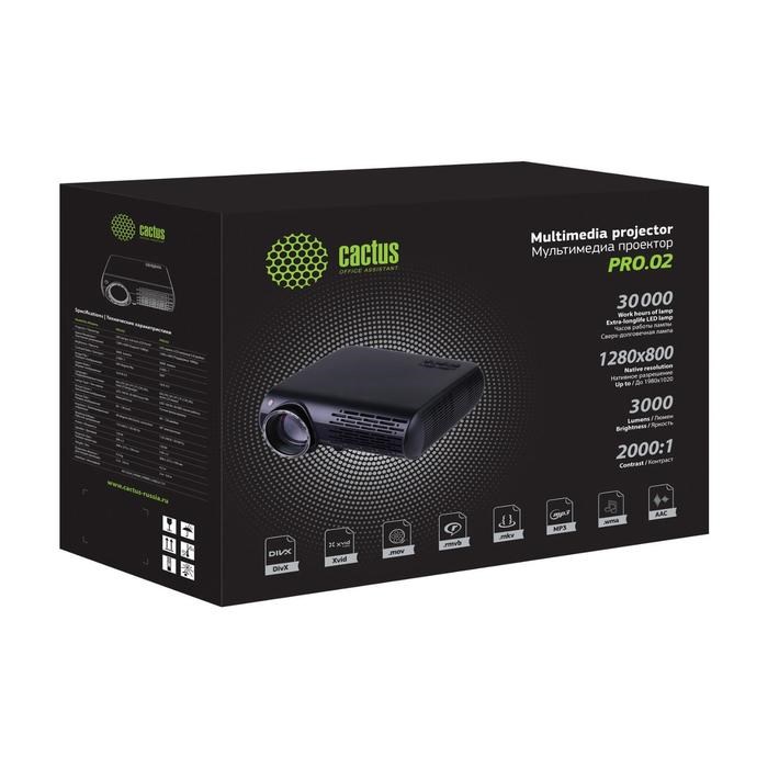 Проектор Cactus CS-PRO.02B.WXGA-A,3000лм,1280x800,2000:1,ресурс лампы:30000ч,USB,HDMI,черный 70781 - фото 51370723 Проектор Cactus CS-PRO.02B.WXGA-A,3000лм,1280x800,2000:1,ресурс лампы:30000ч,USB,HDMI,черный 70781 - фото 51370723