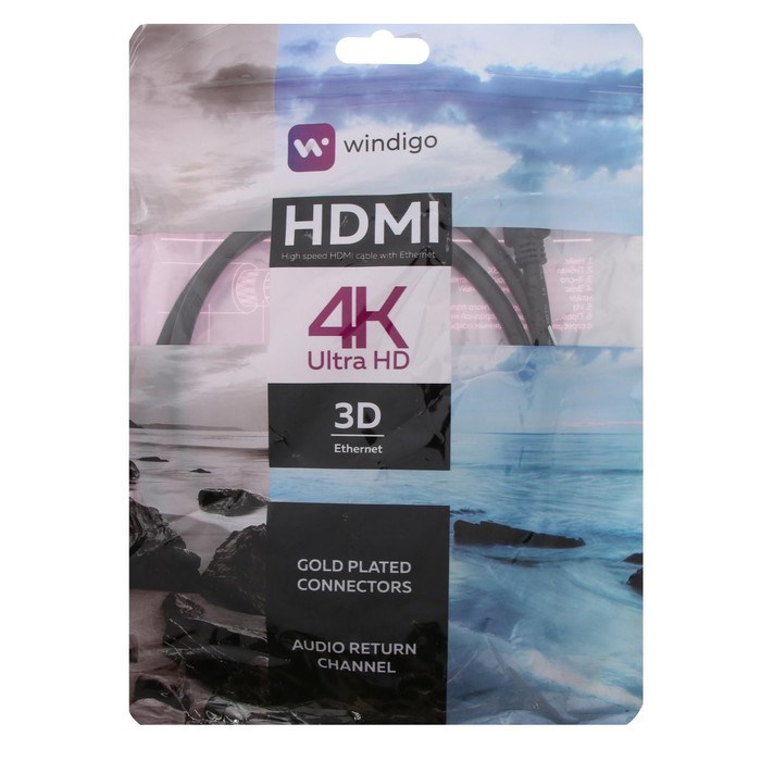Кабель HDMI Windigo, HDMI(m)-HDMI(m), v 1.4, 1 м, позолоченные разъемы, 3D, 4K, черный - фото 51370790 Кабель HDMI Windigo, HDMI(m)-HDMI(m), v 1.4, 1 м, позолоченные разъемы, 3D, 4K, черный - фото 51370790
