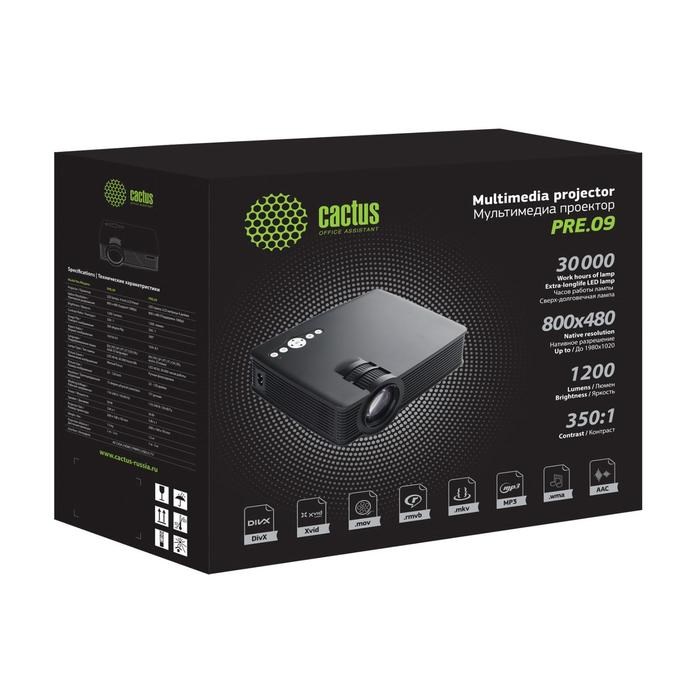 Проектор Cactus CS-PRE.09B.WVGA LCD,1200лм,1024х600,350:1, ресурс лампы:30000часов,USB,HDMI - фото 51370989 Проектор Cactus CS-PRE.09B.WVGA LCD,1200лм,1024х600,350:1, ресурс лампы:30000часов,USB,HDMI - фото 51370989