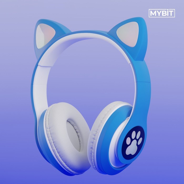 Наушники беспроводные, с ушками кошки, MYBIT W-32, Bluetooth 5.0, с микрофоном, AUX, microSD, MP3, 400 мАч, синие - фото 51371646 Наушники беспроводные, с ушками кошки, MYBIT W-32, Bluetooth 5.0, с микрофоном, AUX, microSD, MP3, 400 мАч, синие - фото 51371646