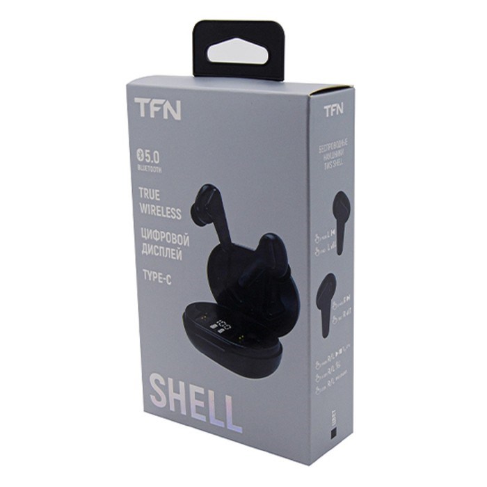 Наушники беспроводные TFN Shell, TWS, BT 5.1, Type-C, 30/300 мАч, сенсор, дисплей, черные - фото 51372004 Наушники беспроводные TFN Shell, TWS, BT 5.1, Type-C, 30/300 мАч, сенсор, дисплей, черные - фото 51372004