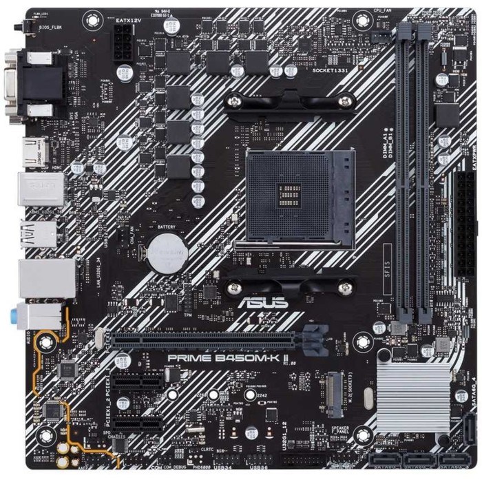 Материнская плата Asus PRIME B450M-K II, AM4, B450, 2xDDR4, VGA, DVI, HDMI, mATX - фото 51372029 Материнская плата Asus PRIME B450M-K II, AM4, B450, 2xDDR4, VGA, DVI, HDMI, mATX - фото 51372029