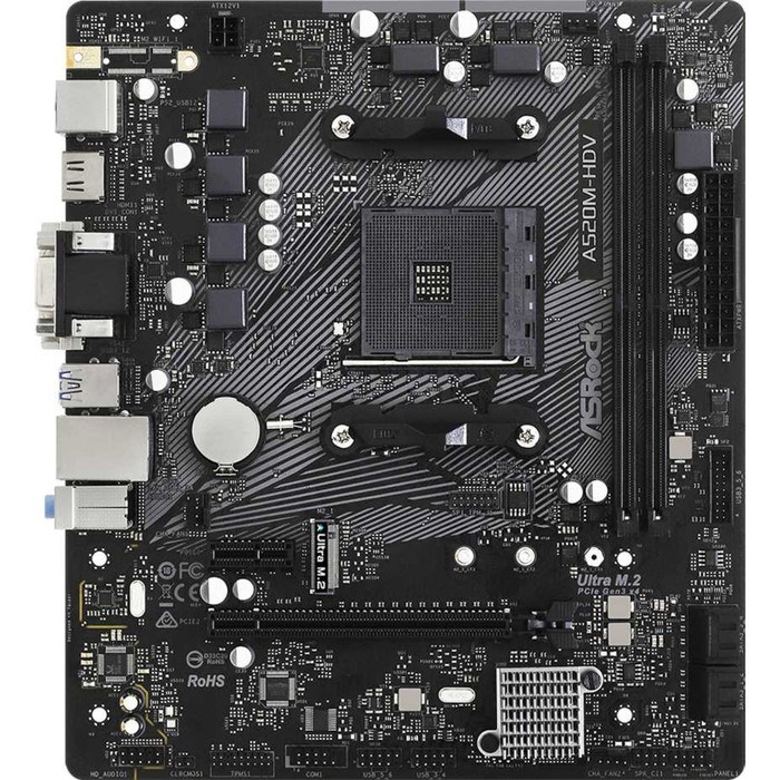Материнская плата Asrock A520M-HDV, AM4, A520, 2xDDR4, VGA, DVI, HDMI, mATX - фото 51372062 Материнская плата Asrock A520M-HDV, AM4, A520, 2xDDR4, VGA, DVI, HDMI, mATX - фото 51372062