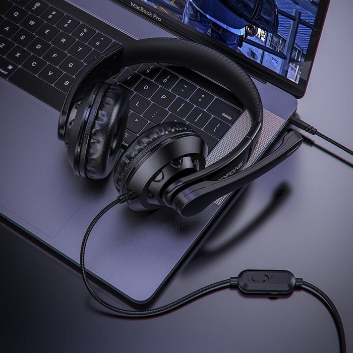 Наушники Borofone BO102, игровые, накладные, микрофон, 3.5 мм, 1.2 м, чёрные - фото 51372291 Наушники Borofone BO102, игровые, накладные, микрофон, 3.5 мм, 1.2 м, чёрные - фото 51372291