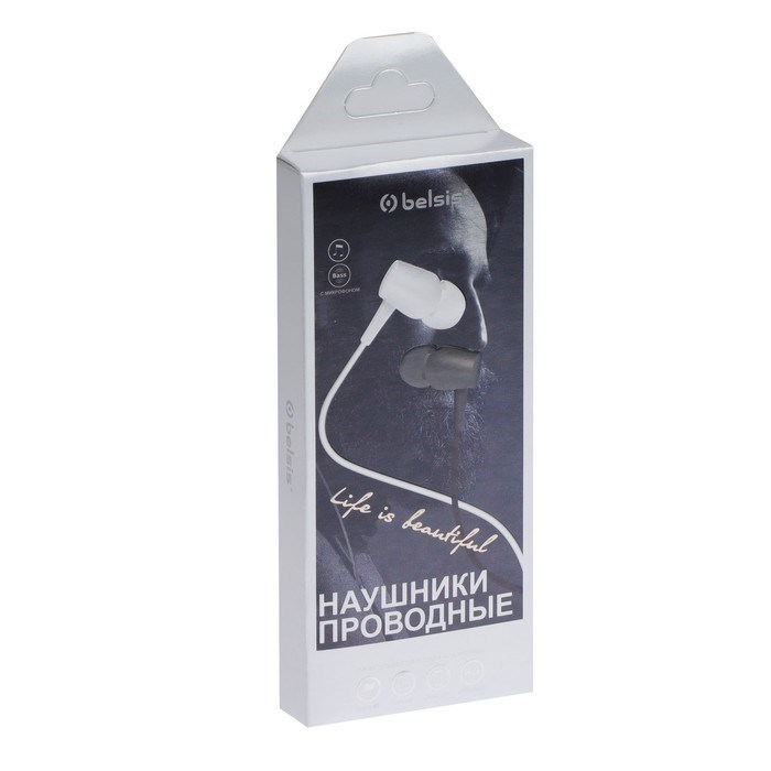 Наушники Belsis BE1222, проводные, вакуумные, микрофон, jack 3.5, кабель 1.2 м, белые - фото 51372445 Наушники Belsis BE1222, проводные, вакуумные, микрофон, jack 3.5, кабель 1.2 м, белые - фото 51372445
