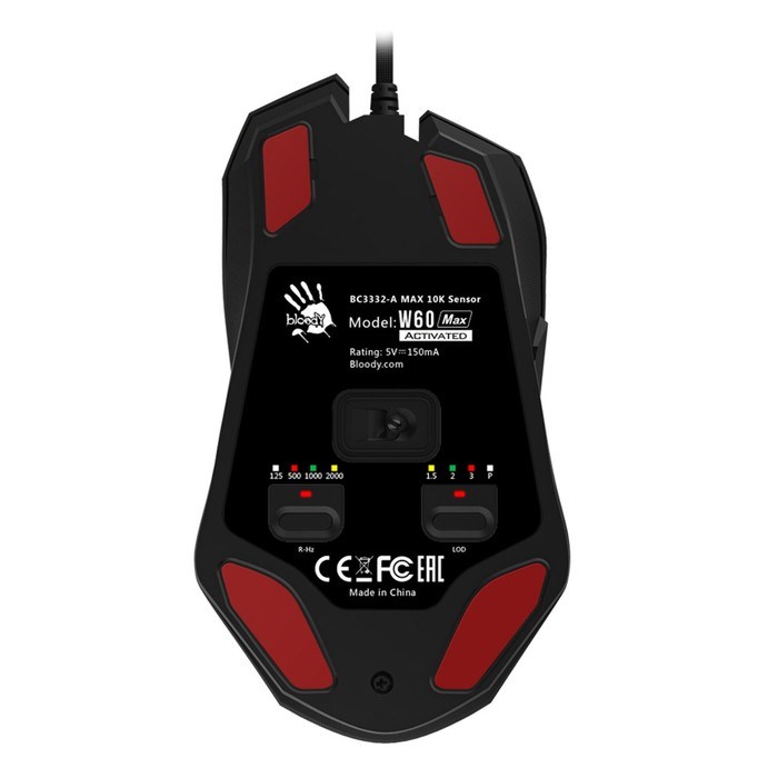 Мышь A4Tech Bloody W60 Max, игровая, проводная, оптическая, 10000 dpi, USB, чёрная - фото 51372546 Мышь A4Tech Bloody W60 Max, игровая, проводная, оптическая, 10000 dpi, USB, чёрная - фото 51372546