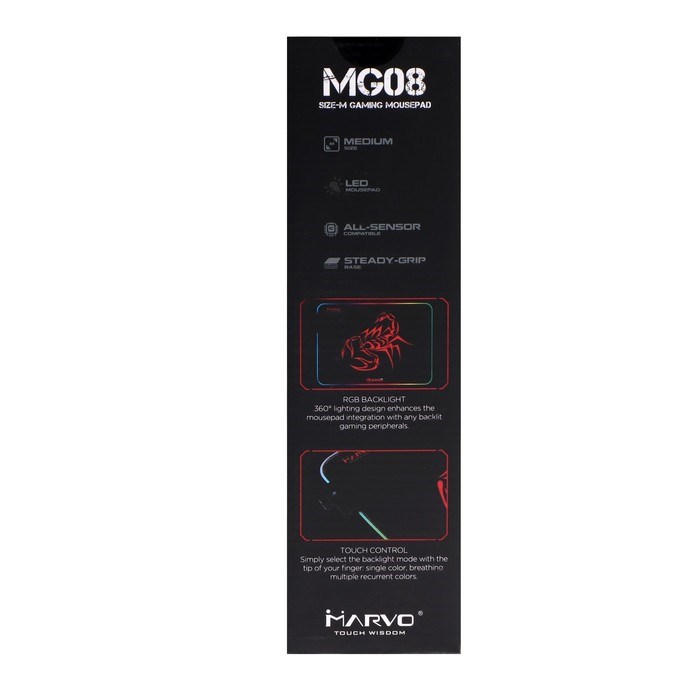 Коврик для мыши MARVO MG08, игровой, 350x250x4 мм, подсветка, чёрный - фото 51372633 Коврик для мыши MARVO MG08, игровой, 350x250x4 мм, подсветка, чёрный - фото 51372633