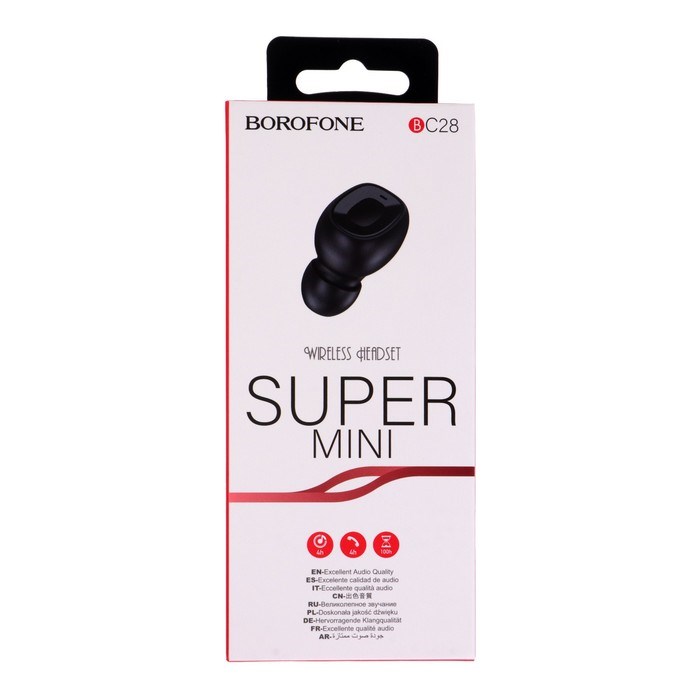 Наушник беспроводной Borofone BC28 Shiny sound, микрофон, BT5.0, 40 мАч, чёрный - фото 51372771 Наушник беспроводной Borofone BC28 Shiny sound, микрофон, BT5.0, 40 мАч, чёрный - фото 51372771