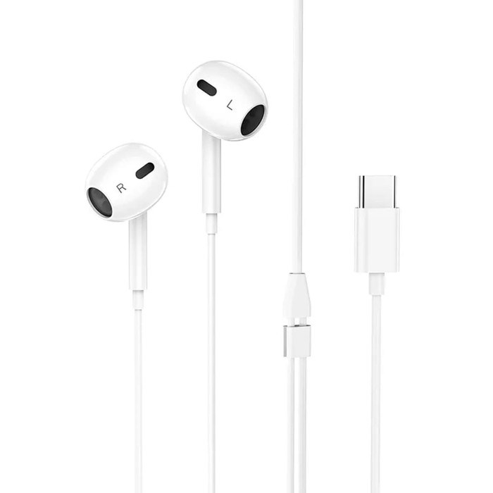 Наушники Borofone BM30 Max Acoustic, микрофон, вкладыши, Type-C, кабель 1.2 м, белые - фото 51372847 Наушники Borofone BM30 Max Acoustic, микрофон, вкладыши, Type-C, кабель 1.2 м, белые - фото 51372847
