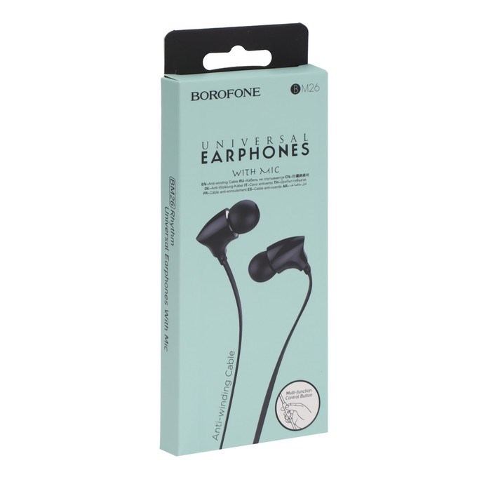 Наушники Borofone BM26 Rhythm, вакуумные, микрофон, Jack 3.5 мм, кабель 1.2 м, чёрные - фото 51372900 Наушники Borofone BM26 Rhythm, вакуумные, микрофон, Jack 3.5 мм, кабель 1.2 м, чёрные - фото 51372900