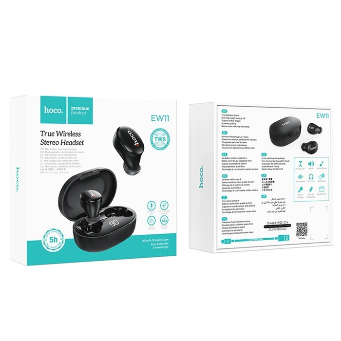 Наушники беспроводные Hoco E11, TWS, вакуумные, Bluetooth 5.1, 40/300 мАч, шумоподавление, чёрные - фото 51373258 Наушники беспроводные Hoco E11, TWS, вакуумные, Bluetooth 5.1, 40/300 мАч, шумоподавление, чёрные - фото 51373258