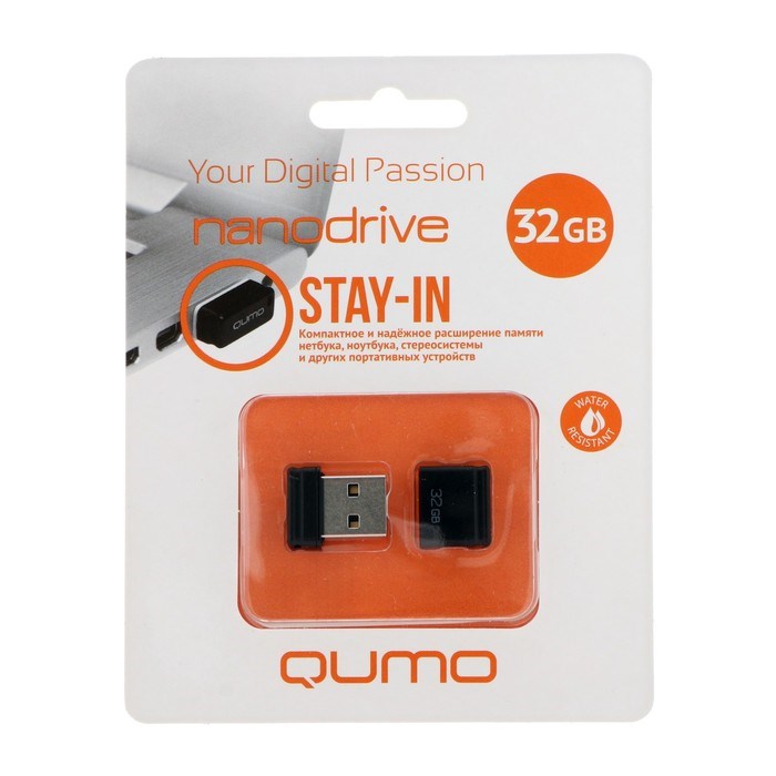 Флешка Qumo Nano Black, 32 Гб, USB2.0, черная - фото 51373317 Флешка Qumo Nano Black, 32 Гб, USB2.0, черная - фото 51373317