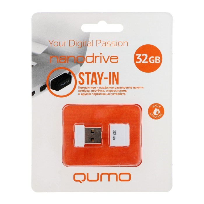 Флешка Qumo Nano Black, 32 Гб, USB2.0, белая - фото 51373320 Флешка Qumo Nano Black, 32 Гб, USB2.0, белая - фото 51373320