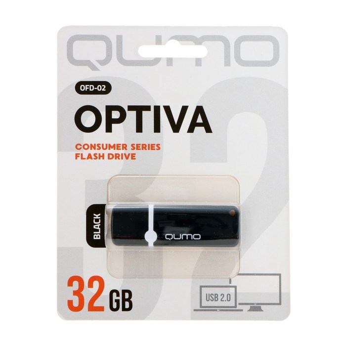 Флешка Qumo Optiva 02 Black, 32 Гб, USB2.0, черная - фото 51373323 Флешка Qumo Optiva 02 Black, 32 Гб, USB2.0, черная - фото 51373323