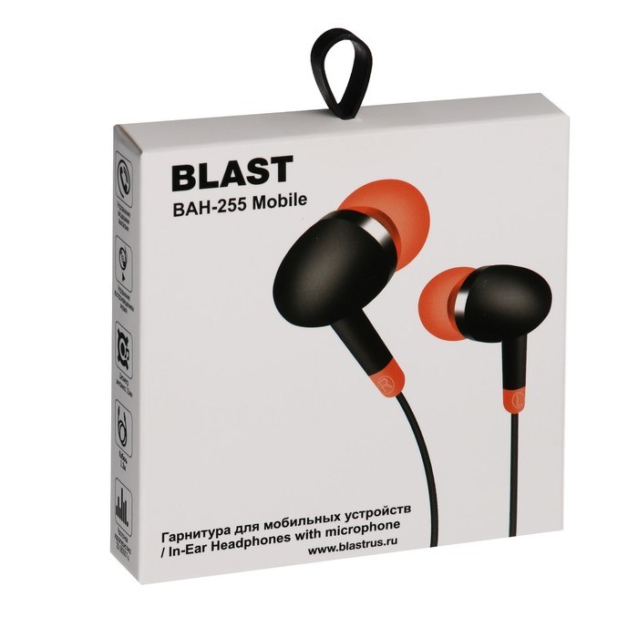 Наушники Blast BAH-255 Mobile, вакуумные, микрофон, управление, 32 Ом, 3.5 мм, 1.2м, черные - фото 51373333 Наушники Blast BAH-255 Mobile, вакуумные, микрофон, управление, 32 Ом, 3.5 мм, 1.2м, черные - фото 51373333