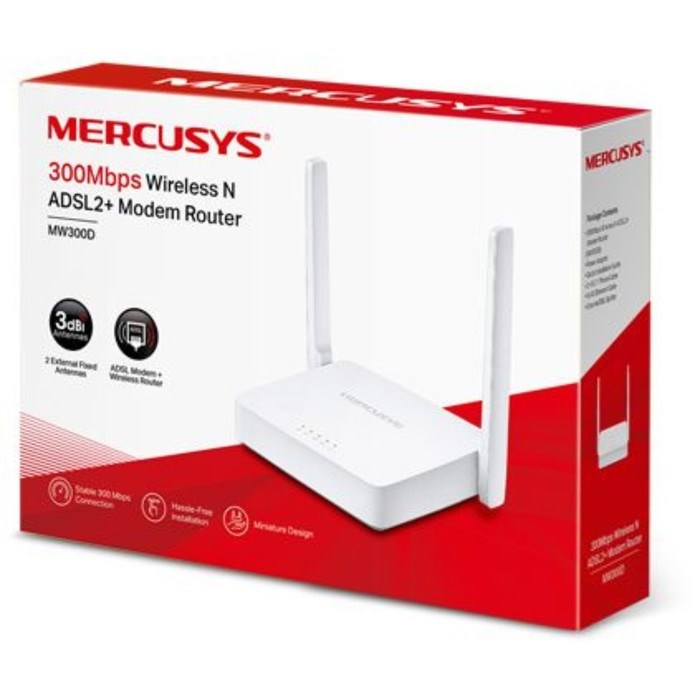 Wi-Fi роутер Mercusys MW300D, 300 Мбит/с, 3 порта 100 Мбит/с, белый - фото 51373423 Wi-Fi роутер Mercusys MW300D, 300 Мбит/с, 3 порта 100 Мбит/с, белый - фото 51373423