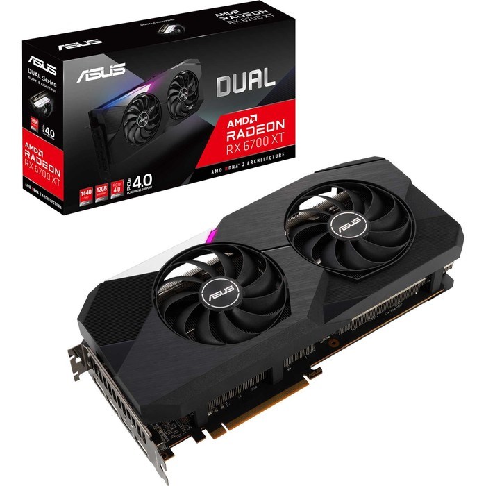 Видеокарта Asus DUAL-RX6700XT-12G, AMD Radeon RX 6700XT, 12Gb, GDDR6, HDMI, DP - фото 51373600 Видеокарта Asus DUAL-RX6700XT-12G, AMD Radeon RX 6700XT, 12Gb, GDDR6, HDMI, DP - фото 51373600