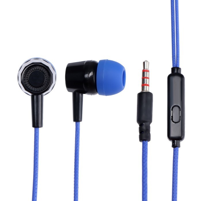 Наушники Krutoff HF-J69, вакуумные, микрофон, 106 дБ, 16 Ом, 3.5 мм, 1 м, синие - фото 51373830 Наушники Krutoff HF-J69, вакуумные, микрофон, 106 дБ, 16 Ом, 3.5 мм, 1 м, синие - фото 51373830