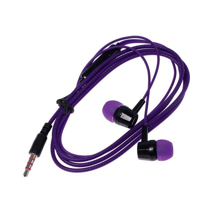 Наушники Krutoff HF-J69, вакуумные, микрофон, 106 дБ, 16 Ом, 3.5 мм, 1 м, фиолетовые - фото 51373835 Наушники Krutoff HF-J69, вакуумные, микрофон, 106 дБ, 16 Ом, 3.5 мм, 1 м, фиолетовые - фото 51373835