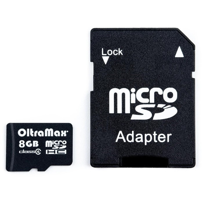 Карта памяти OltraMax MicroSD, 8 Гб, SDHC, класс 4, с адаптером SD - фото 51373872 Карта памяти OltraMax MicroSD, 8 Гб, SDHC, класс 4, с адаптером SD - фото 51373872