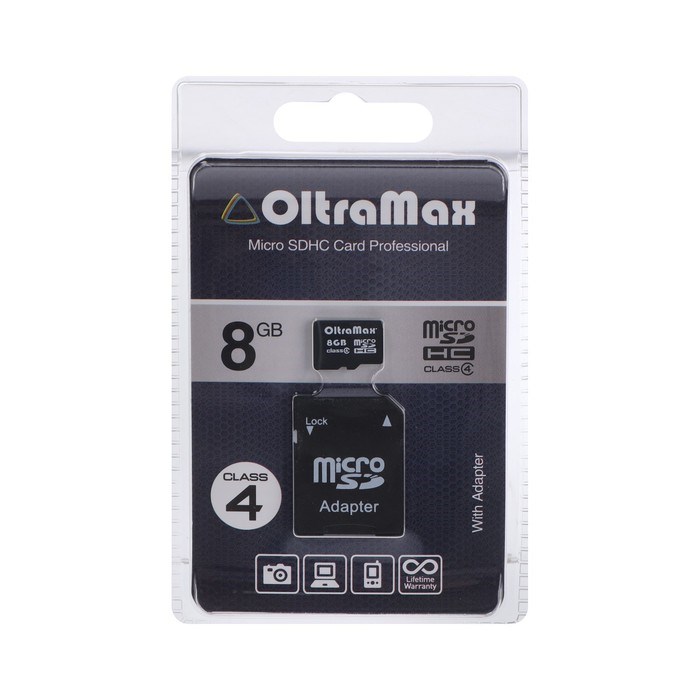 Карта памяти OltraMax MicroSD, 8 Гб, SDHC, класс 4, с адаптером SD - фото 51373873 Карта памяти OltraMax MicroSD, 8 Гб, SDHC, класс 4, с адаптером SD - фото 51373873