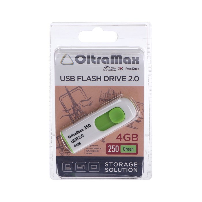 Флешка OltraMax 250, 4 Гб, USB2.0, чт до 15 Мб/с, зап до 8 Мб/с, зелёная - фото 51373906 Флешка OltraMax 250, 4 Гб, USB2.0, чт до 15 Мб/с, зап до 8 Мб/с, зелёная - фото 51373906