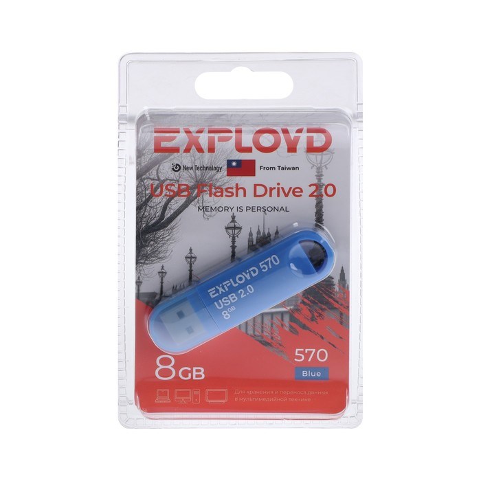 Флешка Exployd 570, 8 Гб, USB2.0, чт до 15 Мб/с, зап до 8 Мб/с, синяя - фото 51373926 Флешка Exployd 570, 8 Гб, USB2.0, чт до 15 Мб/с, зап до 8 Мб/с, синяя - фото 51373926