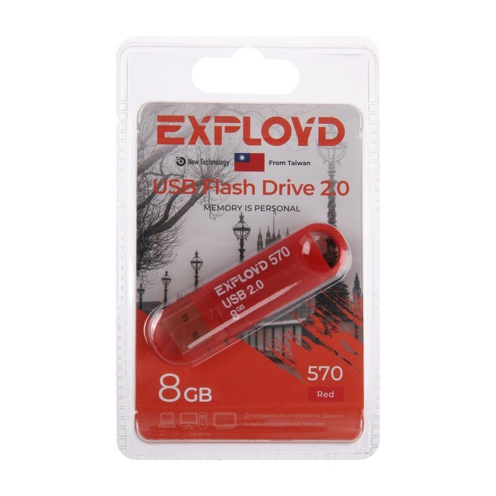 Флешка Exployd 570, 8 Гб, USB2.0, чт до 15 Мб/с, зап до 8 Мб/с, красная - фото 51373934 Флешка Exployd 570, 8 Гб, USB2.0, чт до 15 Мб/с, зап до 8 Мб/с, красная - фото 51373934