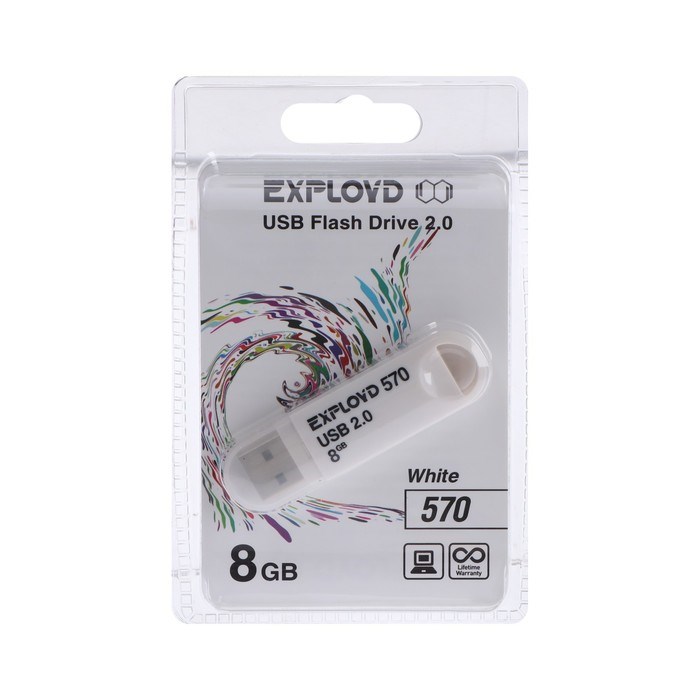 Флешка Exployd 570, 8 Гб, USB2.0, чт до 15 Мб/с, зап до 8 Мб/с, белая - фото 51373937 Флешка Exployd 570, 8 Гб, USB2.0, чт до 15 Мб/с, зап до 8 Мб/с, белая - фото 51373937
