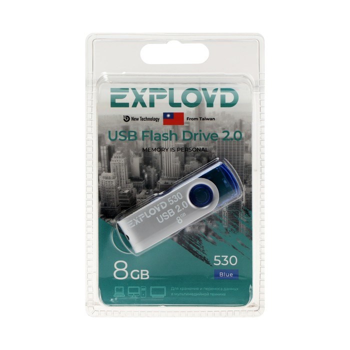 Флешка Exployd 530, 8 Гб, USB2.0, чт до 15 Мб/с, зап до 8 Мб/с, синяя - фото 51373941 Флешка Exployd 530, 8 Гб, USB2.0, чт до 15 Мб/с, зап до 8 Мб/с, синяя - фото 51373941
