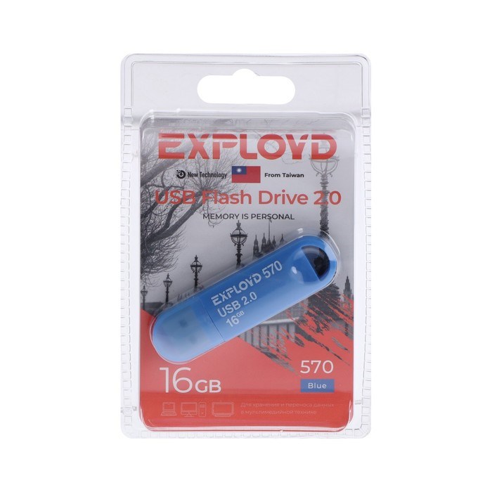 Флешка Exployd 570, 16 Гб, USB2.0, чт до 15 Мб/с, зап до 8 Мб/с, синяя - фото 51373972 Флешка Exployd 570, 16 Гб, USB2.0, чт до 15 Мб/с, зап до 8 Мб/с, синяя - фото 51373972