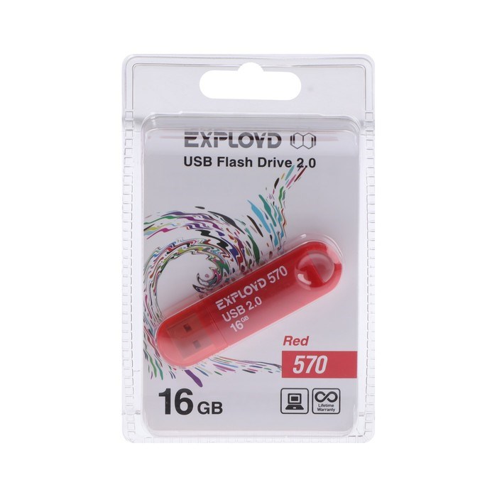 Флешка Exployd 570, 16 Гб, USB2.0, чт до 15 Мб/с, зап до 8 Мб/с, красная - фото 51373978 Флешка Exployd 570, 16 Гб, USB2.0, чт до 15 Мб/с, зап до 8 Мб/с, красная - фото 51373978