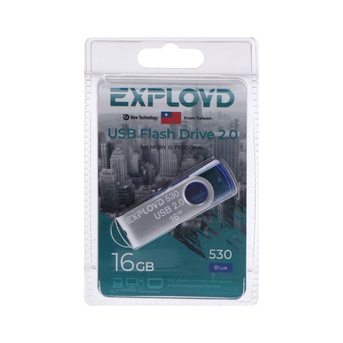 Флешка Exployd 530, 16 Гб, USB2.0, чт до 15 Мб/с, зап до 8 Мб/с, синяя - фото 51373989 Флешка Exployd 530, 16 Гб, USB2.0, чт до 15 Мб/с, зап до 8 Мб/с, синяя - фото 51373989