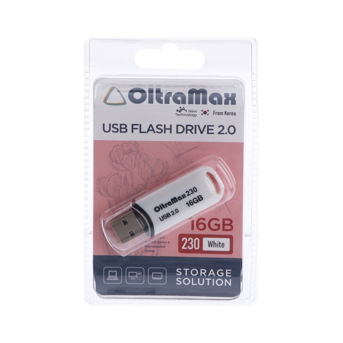 Флешка OltraMax 230, 16 Гб, USB2.0, чт до 15 Мб/с, зап до 8 Мб/с, белая - фото 51373995 Флешка OltraMax 230, 16 Гб, USB2.0, чт до 15 Мб/с, зап до 8 Мб/с, белая - фото 51373995