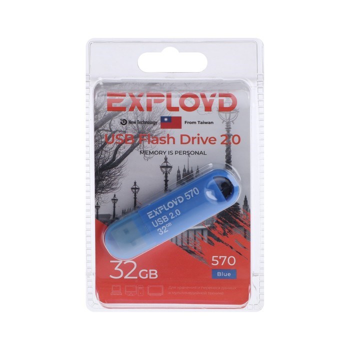 Флешка Exployd 570, 32 Гб, USB2.0, чт до 15 Мб/с, зап до 8 Мб/с, синяя - фото 51374015 Флешка Exployd 570, 32 Гб, USB2.0, чт до 15 Мб/с, зап до 8 Мб/с, синяя - фото 51374015