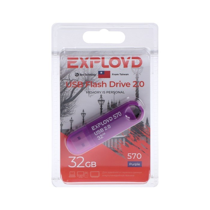Флешка Exployd 570, 32 Гб, USB2.0, чт до 15 Мб/с, зап до 8 Мб/с, фиолетовая - фото 51374017 Флешка Exployd 570, 32 Гб, USB2.0, чт до 15 Мб/с, зап до 8 Мб/с, фиолетовая - фото 51374017