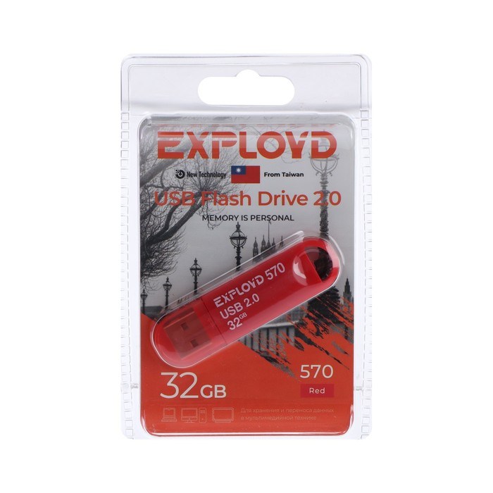 Флешка Exployd 570, 32 Гб, USB2.0, чт до 15 Мб/с, зап до 8 Мб/с, красная - фото 51374019 Флешка Exployd 570, 32 Гб, USB2.0, чт до 15 Мб/с, зап до 8 Мб/с, красная - фото 51374019