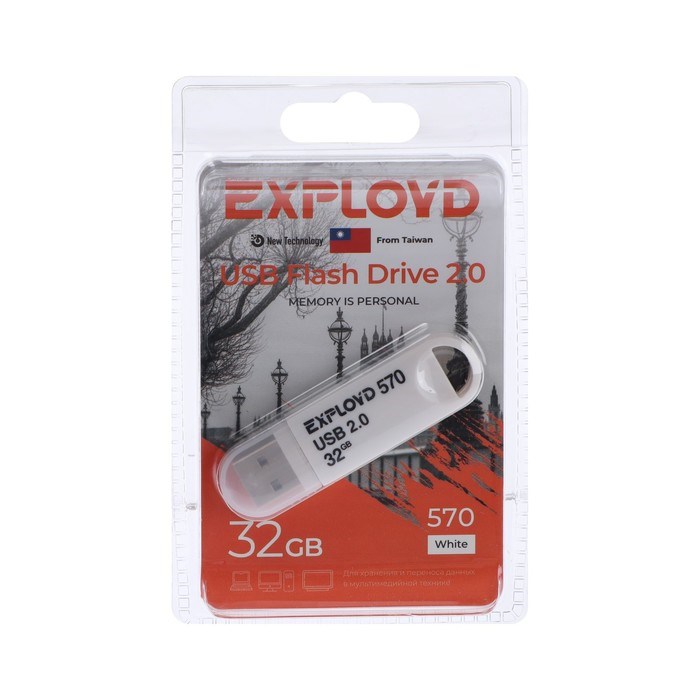 Флешка Exployd 570, 32 Гб, USB2.0, чт до 15 Мб/с, зап до 8 Мб/с, белая - фото 51374021 Флешка Exployd 570, 32 Гб, USB2.0, чт до 15 Мб/с, зап до 8 Мб/с, белая - фото 51374021