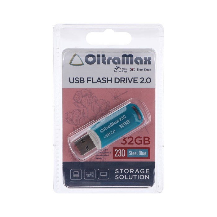 Флешка OltraMax 230, 32 Гб, USB2.0, чт до 15 Мб/с, зап до 8 Мб/с, синяя - фото 51374027 Флешка OltraMax 230, 32 Гб, USB2.0, чт до 15 Мб/с, зап до 8 Мб/с, синяя - фото 51374027