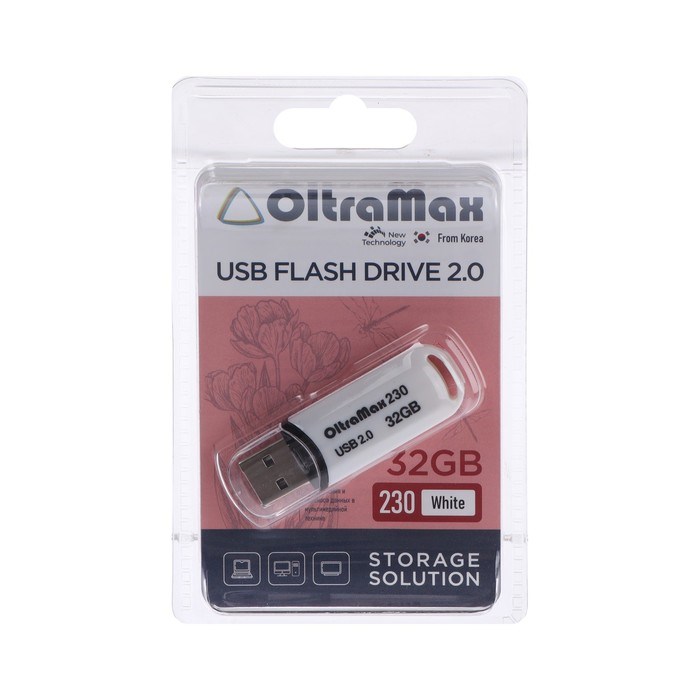Флешка OltraMax 230, 32 Гб, USB2.0, чт до 15 Мб/с, зап до 8 Мб/с, белая - фото 51374029 Флешка OltraMax 230, 32 Гб, USB2.0, чт до 15 Мб/с, зап до 8 Мб/с, белая - фото 51374029